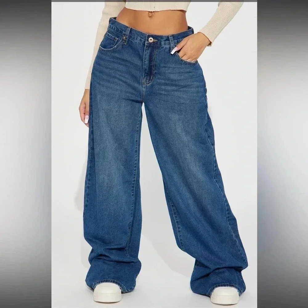 Fashion Nova “Chelsea Drop Waist Baggy Jeans” NWT